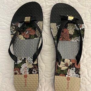 Lindsey Phillips Floral Black Sandals